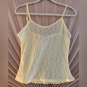 Sheer Lace Spaghetti Strap Cami in Light Yellow